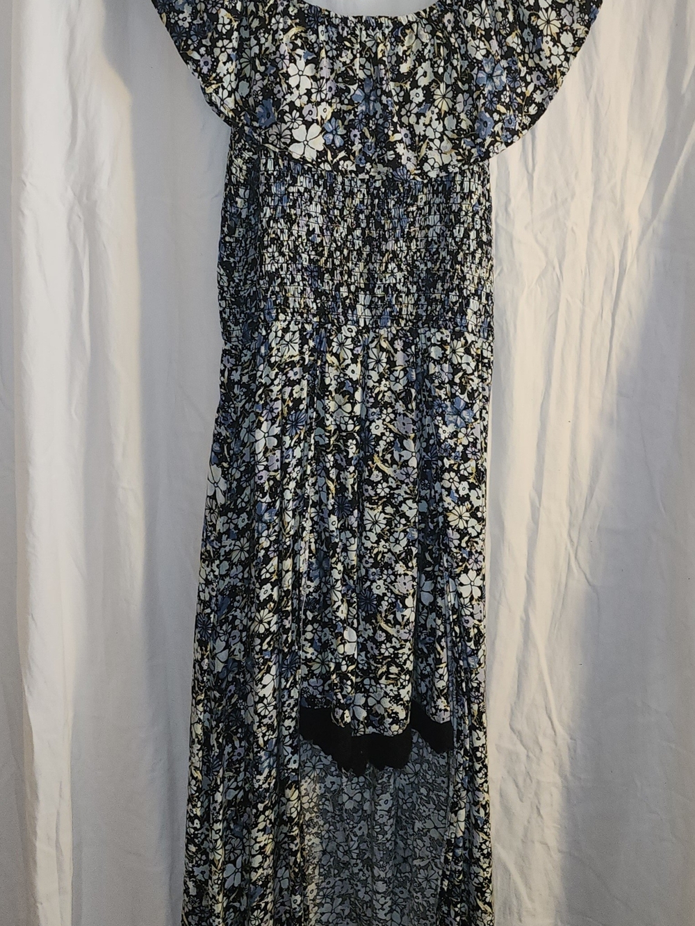 art class Blue and Black Floral High-Low Maxi Dress
